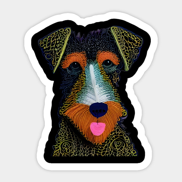 Airedale Terrier 3D effect paper quill Sticker by Artiface